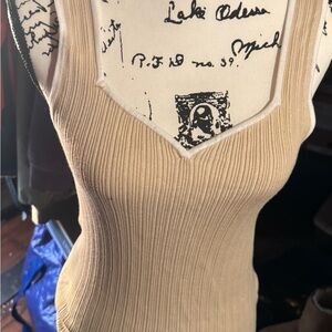 Halston Scoop Neck Tank Top - Beige